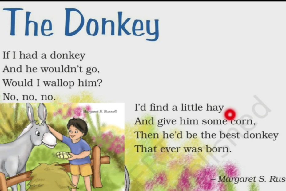 The Donkey Poem Class 4Th English Unit 7 | In Hindi | Ncert Class 4 English  | Class 4 English - Youtube